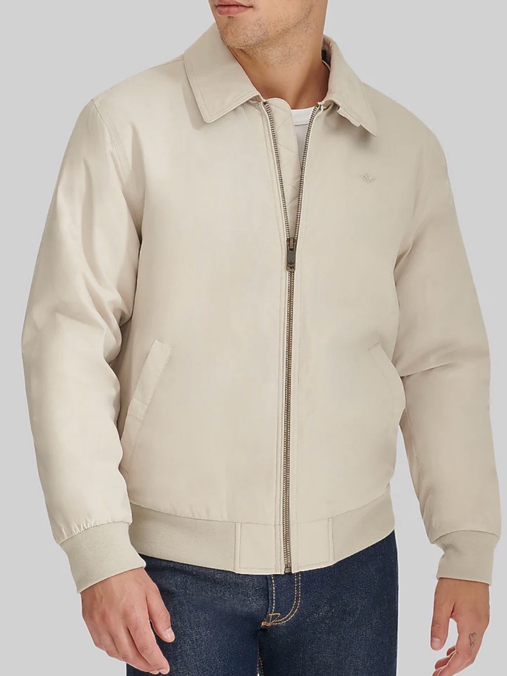 Dockers Beige Zip-Front Bomber Jacket